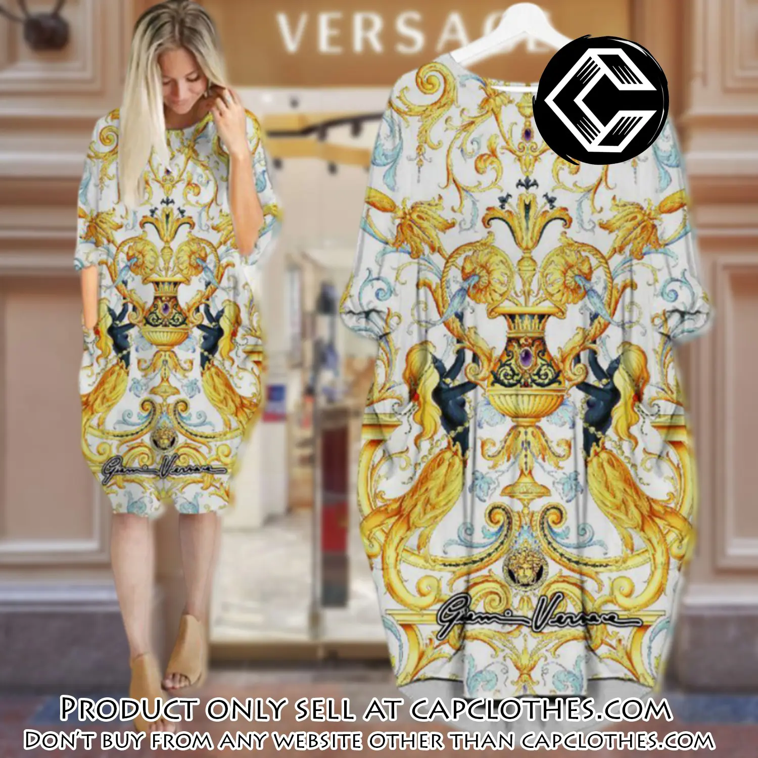 Gianni versace white batwing pocket dress luxury brand for women pd071 cc5714028